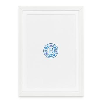 Élégant logo floral en céramique - Lettre B - Affiche encadrée (27 × 37 cm) - blanc - Devant