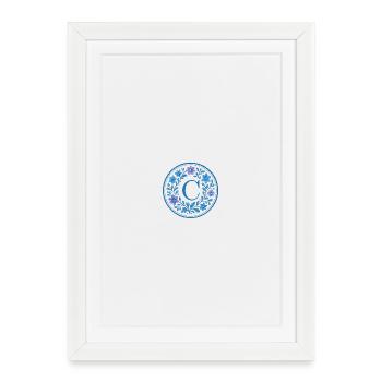 Élégant logo floral en céramique - Lettre C - Affiche encadrée (27 × 37 cm) - blanc - Devant