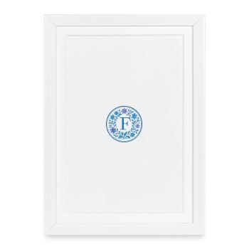 Élégant logo floral en céramique - Lettre F - Affiche encadrée (27 × 37 cm) - blanc - Devant