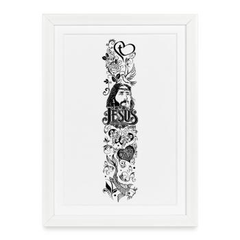 Sleeve design – Jesus ethnic style black - Framed poster (27 × 37 cm) - white - Front