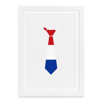 Cravate tricolore en rouge, blanc, bleu - Affiche encadrée (27 × 37 cm) - blanc - Devant