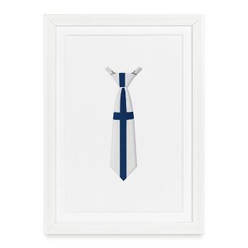 Cravate Finlande – Conception du drapeau - Affiche encadrée (27 × 37 cm) - blanc - Devant