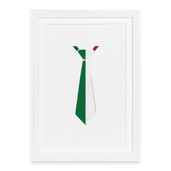 Cravate Italie – Conception du drapeau - Affiche encadrée (27 × 37 cm) - blanc - Devant