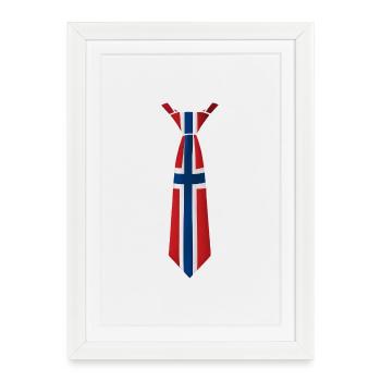 Cravate norvégienne – Conception du drapeau - Affiche encadrée (27 × 37 cm) - blanc - Devant