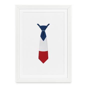 Cravate France – Conception du drapeau - Affiche encadrée (27 × 37 cm) - blanc - Devant