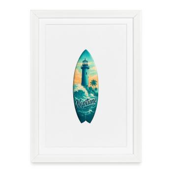 Planche de surf Neptune Lighthouse - Affiche encadrée (27 × 37 cm) - blanc - Devant