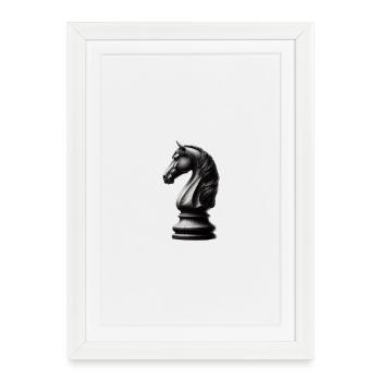 Pièce d’échecs noir et blanc - Affiche encadrée (27 × 37 cm) - blanc - Devant
