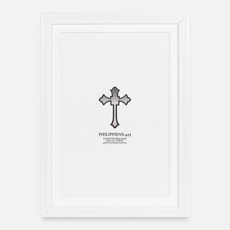 Metallic Gothic Cross on Black - Framed poster (27 × 37 cm) - white