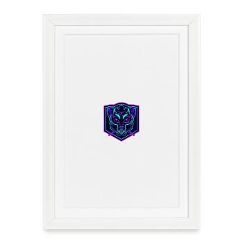 Masque d’ours néon en cyber design - Affiche encadrée (27 × 37 cm) - blanc - Devant