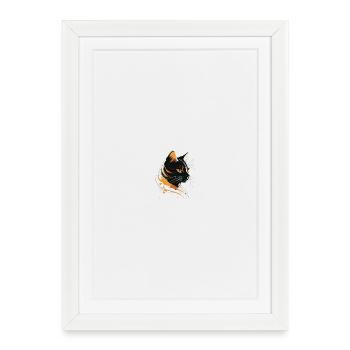 Lumière du feu de la tête de chat - Affiche encadrée (27 × 37 cm) - blanc - Devant