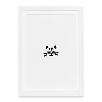 Chat cool Katze - Affiche encadrée (27 × 37 cm) - blanc - Devant