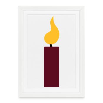 1er anniversaire - bougie - Affiche encadrée (27 × 37 cm) - blanc - Devant