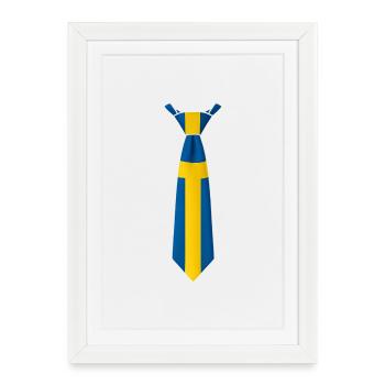Swedish Flag Striped Tie Design - Framed poster (27 × 37 cm) - white - Front
