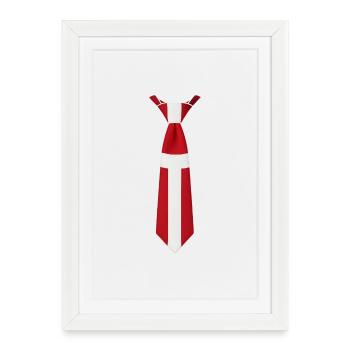 Cravate Danemark – Conception du drapeau - Affiche encadrée (27 × 37 cm) - blanc - Devant