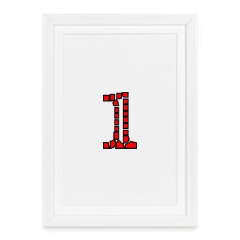 1. 1 AN. 1er ANNIVERSAIRE. ANNIVERSAIRE 1 AN - Affiche encadrée (27 × 37 cm) - blanc - Devant