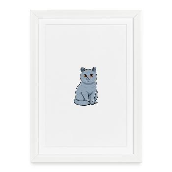 British Shorthair Cat Pet - Framed poster (27 × 37 cm) - white - Front