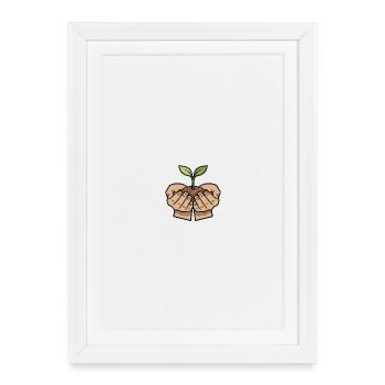 Les mains protègent la croissance des plantes - Affiche encadrée (27 × 37 cm) - blanc - Devant
