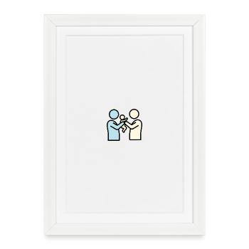 De fiers parents avec bébé | Pictogramme moderne - Affiche encadrée (27 × 37 cm) - blanc - Devant
