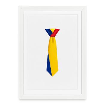 Cravate roumanie – Conception du drapeau - Affiche encadrée (27 × 37 cm) - blanc - Devant
