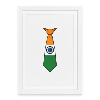 Cravate de l’Inde – Drapeau - Affiche encadrée (27 × 37 cm) - blanc - Devant