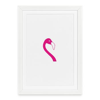 Pink Flamingo Silhouette - Framed poster (27 × 37 cm) - white - Front