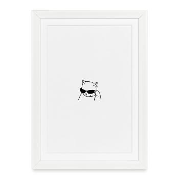 Chat avec des lunettes - Affiche encadrée (27 × 37 cm) - blanc - Devant