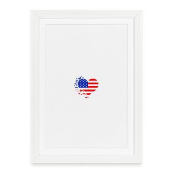 Coeur Drapeau US  - Affiche encadrée (27 × 37 cm) - blanc - Devant