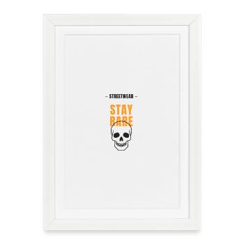 Reste nu Skull Streetwear - Affiche encadrée (27 × 37 cm) - blanc - Devant
