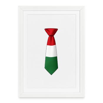 Drapeau hongrois à cravate - Affiche encadrée (27 × 37 cm) - blanc - Devant