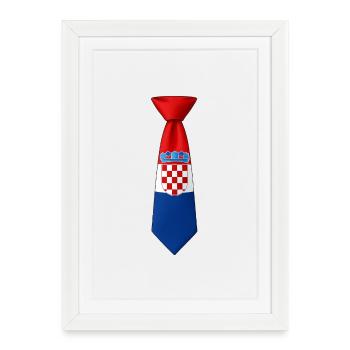 Croatia Tie – Flaggendesign - Gerahmtes Poster (27 × 37 cm) - Weiß - Vorne