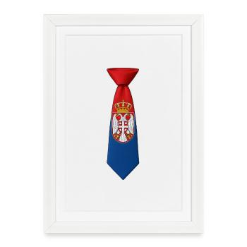 Cravate Serbie – Conception du drapeau - Affiche encadrée (27 × 37 cm) - blanc - Devant