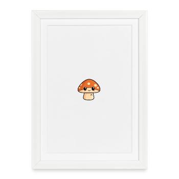 Dessin animé d’un ami champignon câlin - Affiche encadrée (27 × 37 cm) - blanc - Devant