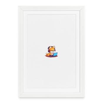 Shiba Inu Joueur | Le style Pixel Art | Nerd - Affiche encadrée (27 × 37 cm) - blanc - Devant