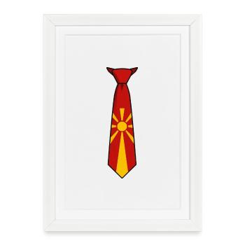 Cravate Macédoine – Conception du drapeau - Affiche encadrée (27 × 37 cm) - blanc - Devant