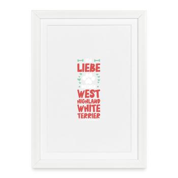 J’adore mon West Highland White Terrier - Affiche encadrée (27 × 37 cm) - blanc - Devant