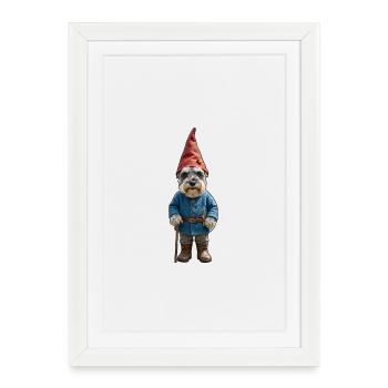 Magie du Schnauzer des Gnomes de jardin - Affiche encadrée (27 × 37 cm) - blanc - Devant