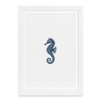 Illustration élégante d’hippocampe marin - Affiche encadrée (27 × 37 cm) - blanc - Devant