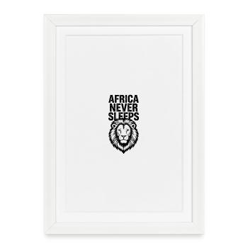 Africa Never Sleeps | Lion Tribal  African Streetw - Affiche encadrée (27 × 37 cm) - blanc - Devant