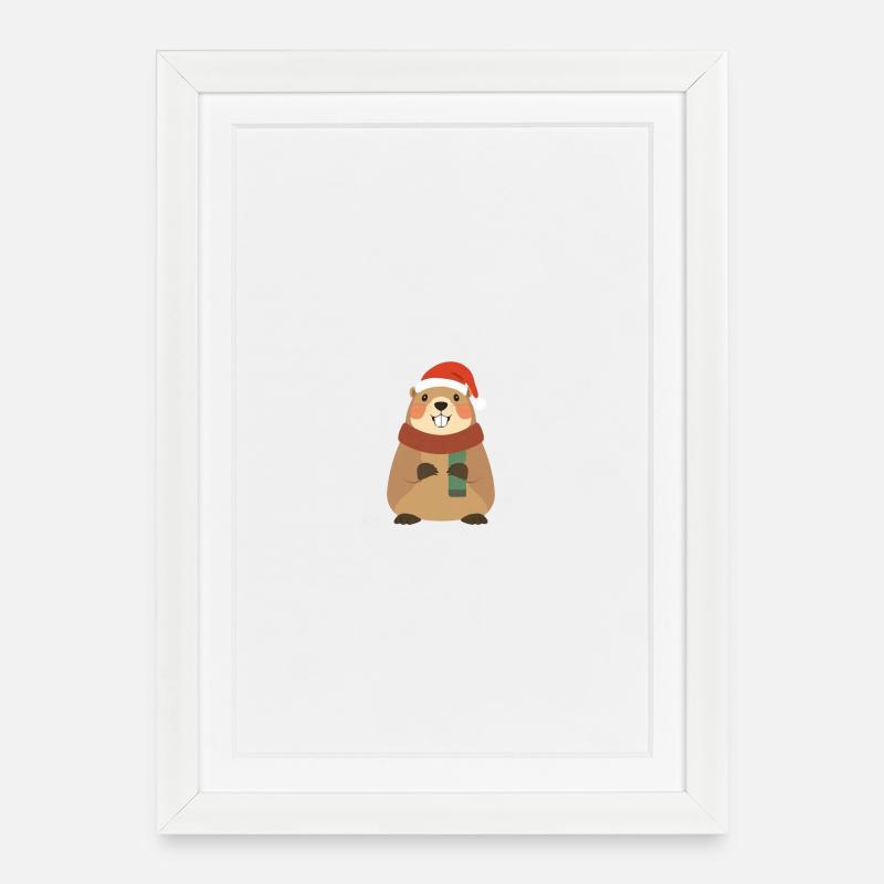 Marmotte avec écharpe - Affiche encadrée (27 × 37 cm) - blanc