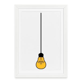 ceiling top cable hang light bulb light electricity id - Framed poster (27 × 37 cm) - white - Front