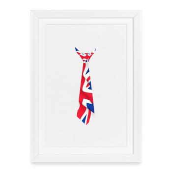 Cravate du motif du drapeau Union Jack - Affiche encadrée (27 × 37 cm) - blanc - Devant