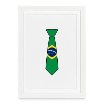 Cravate Brésil – Drapeau - Affiche encadrée (27 × 37 cm) - blanc - Devant