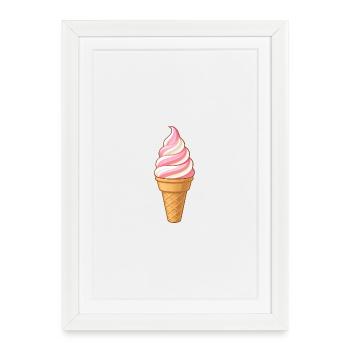 Glace douce fraise-vanille - Affiche encadrée (27 × 37 cm) - blanc - Devant