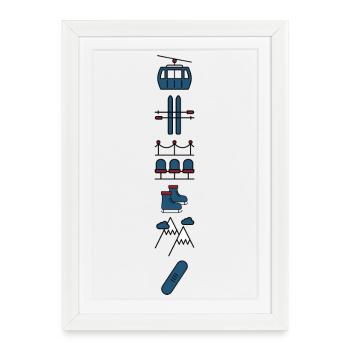 Sports d’hiver - Affiche encadrée (27 × 37 cm) - blanc - Devant