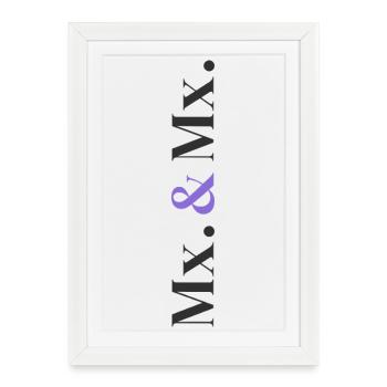 Conception de mariage en Mx. et Mx. en pile verticale de caractères - Affiche encadrée (27 × 37 cm) - blanc - Devant