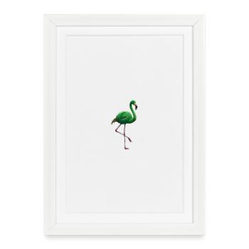 Emerald Flamingo Silhouette - Framed poster (27 × 37 cm) - white - Front