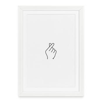 Geste des doigts croisés - Cœur de la génération Z - Affiche encadrée (27 × 37 cm) - blanc - Devant