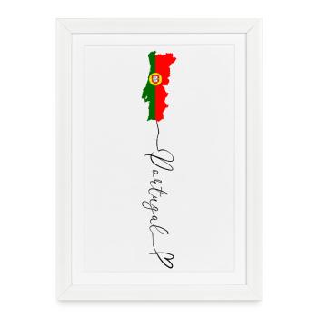 Portugal Flag Bandeira Nacional Vert et Rouge - Affiche encadrée (27 × 37 cm) - blanc - Devant