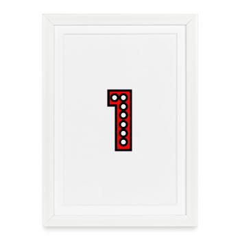 1. 1 AN. 1er ANNIVERSAIRE. ANNIVERSAIRE 1 AN - Affiche encadrée (27 × 37 cm) - blanc - Devant