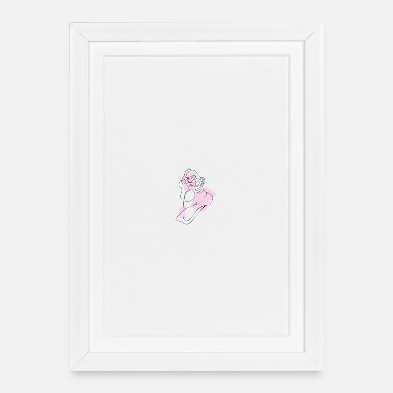 Femme en rose - Affiche encadrée (27 × 37 cm) - blanc